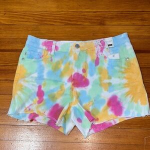 Judy Blue Tie-Dye Jean Shorts - Pink, Yellow, Blue